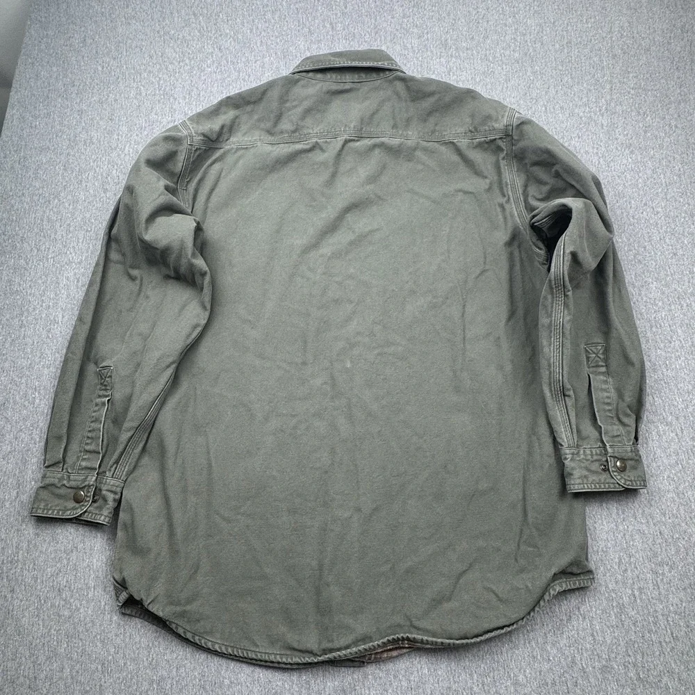 Carhartt S296 MOS Canvas Shirt Jacket Men's Large Moss Green‎ Flannel Lined